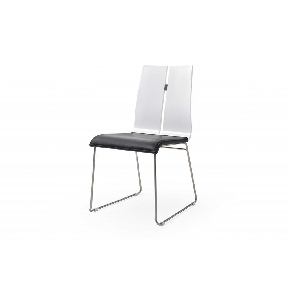 White and Black Faux Leather Metal Dining Chair - 370646. Picture 1