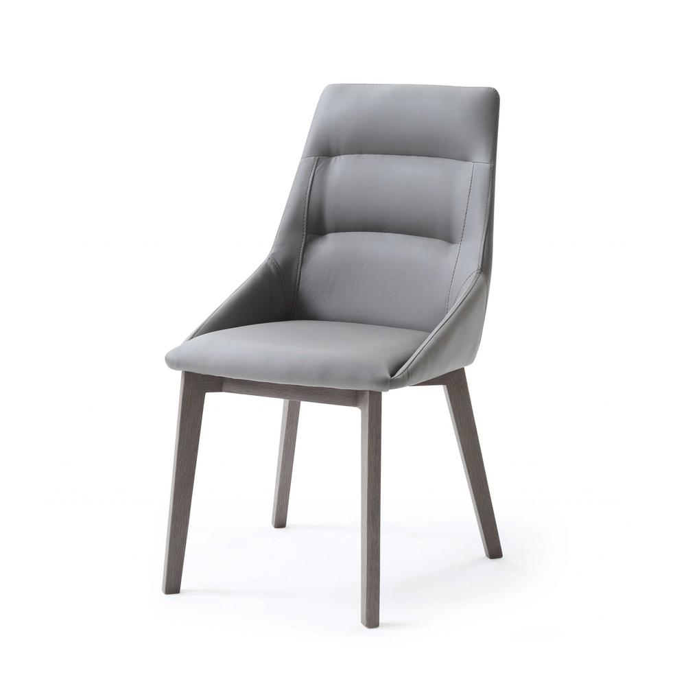 Set of 2 Grey Faux Leather Dining Chairs - 370656. Picture 1