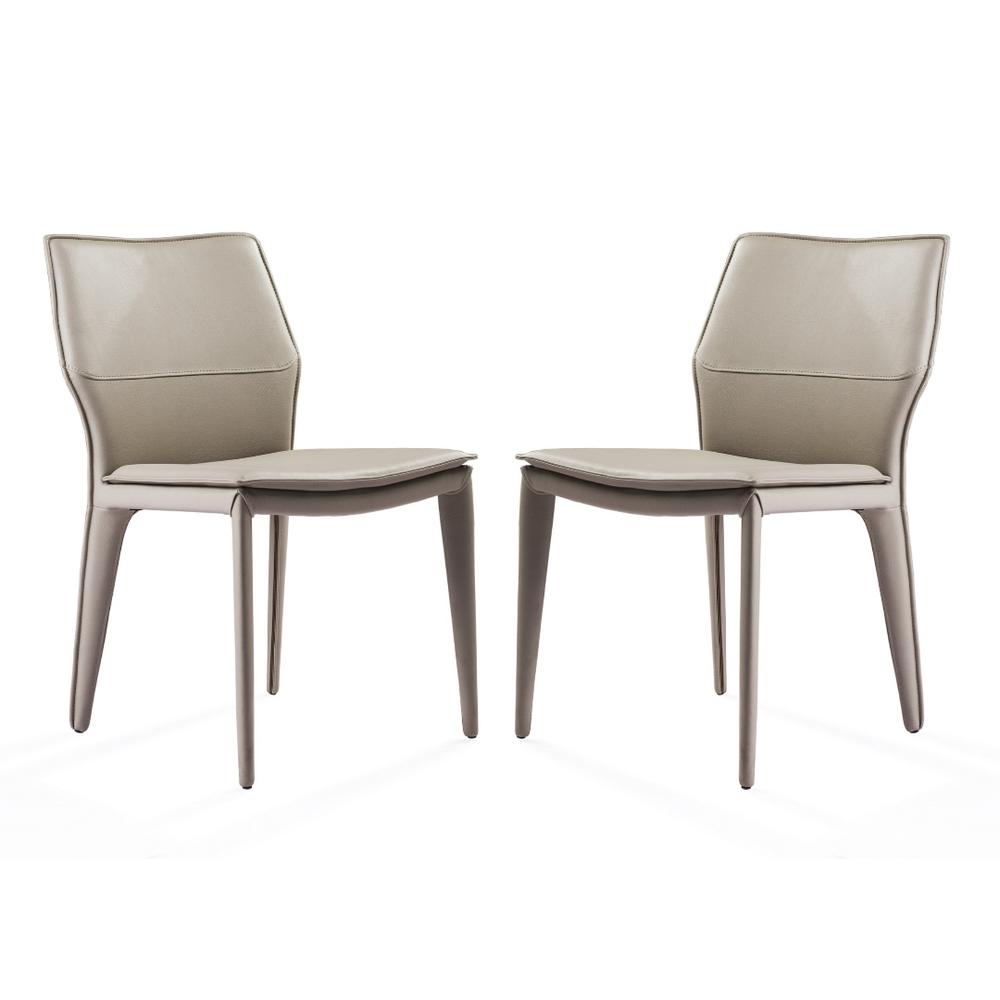 Set of 2 Gray Faux Leather Metal Dining Chairs - 370669. Picture 1