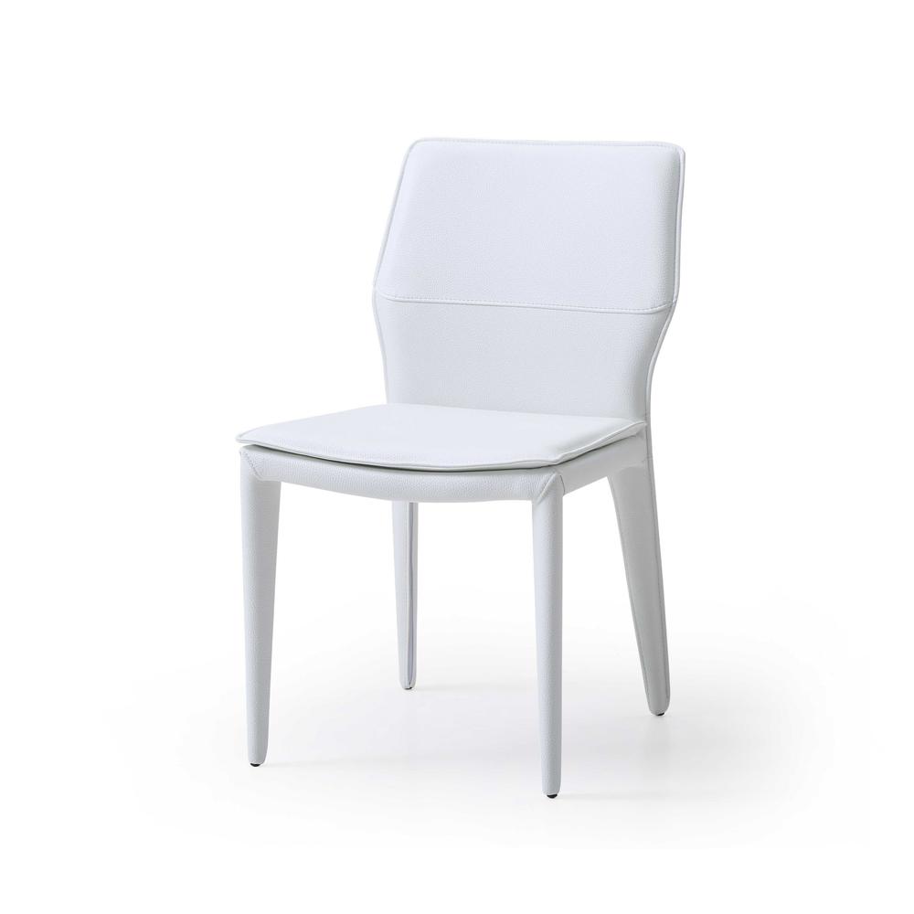 Set of 2 White Faux Leather Dining Chairs - 370670. Picture 1
