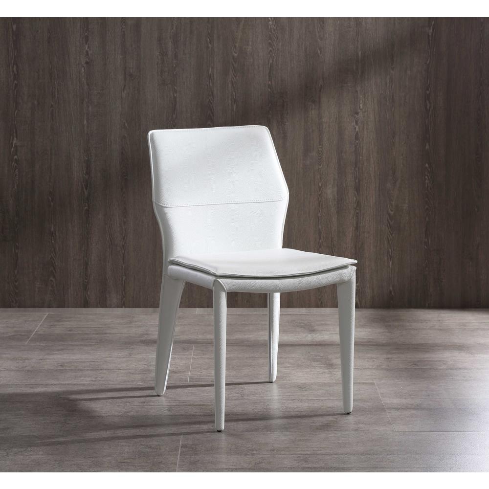 Set of 2 White Faux Leather Dining Chairs - 370670. Picture 3