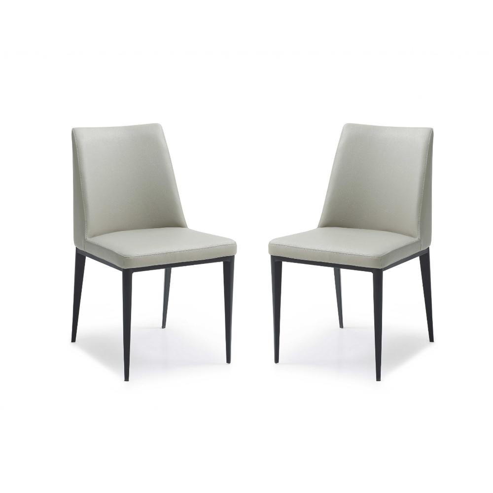 Set of 2 Light Grey Faux Leather and Metal Dining Chairs - 370671. Picture 1