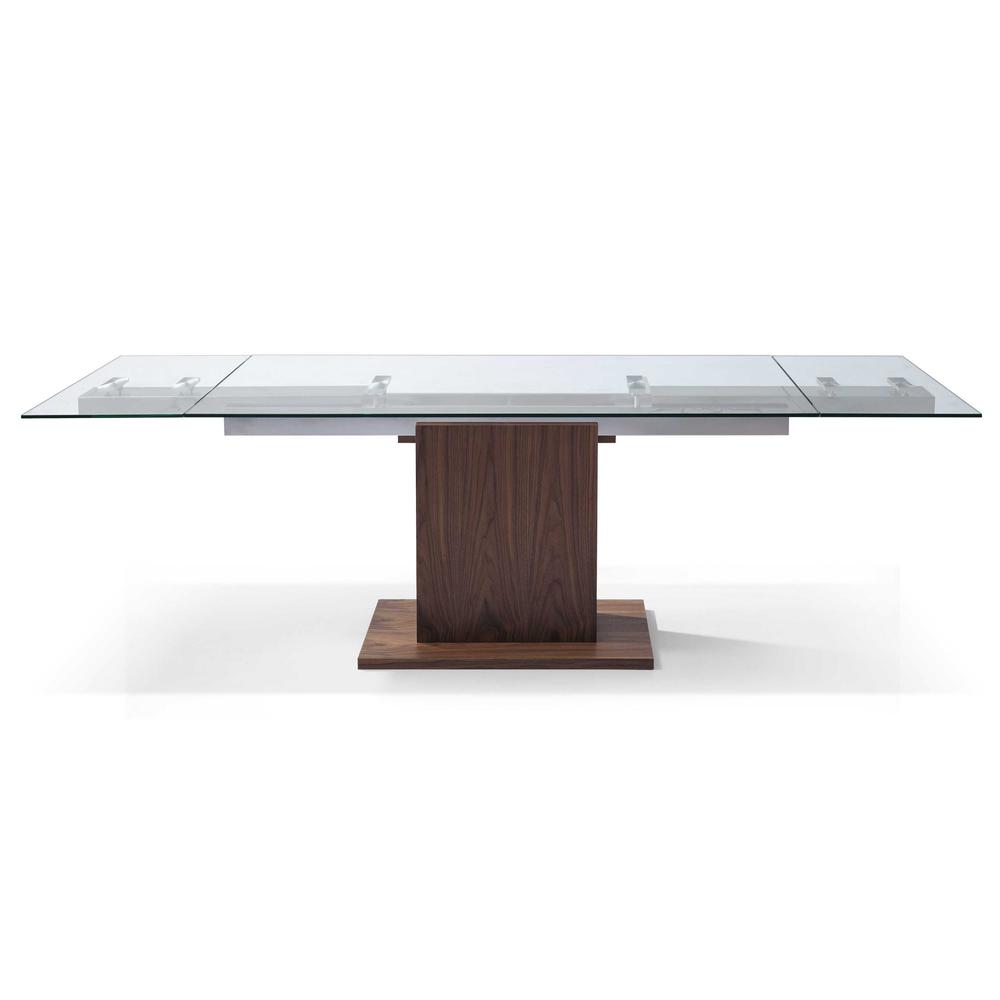 Contemporary Glass Extendable Pedestal Dining Table - 370705. Picture 1