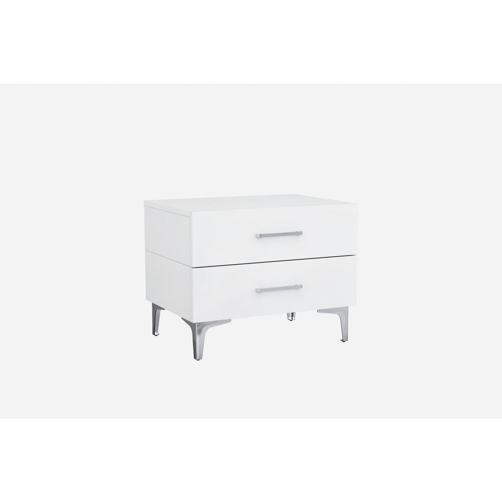 25" X 18" X 21" Gloss White Stainless Steel Nightstand - 370740. Picture 1