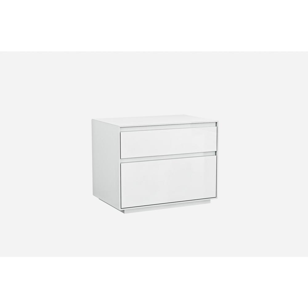 Simplistic White Gloss 2 Drawer Nightstand - 370748. Picture 1