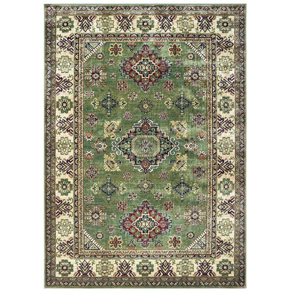 63" x 90" Green Viscose Area Rug - 371075. The main picture.