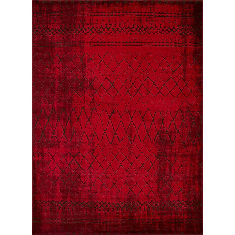 63" x 84" Red Polypropylene   Polyester Area Rug - 371818. Picture 1