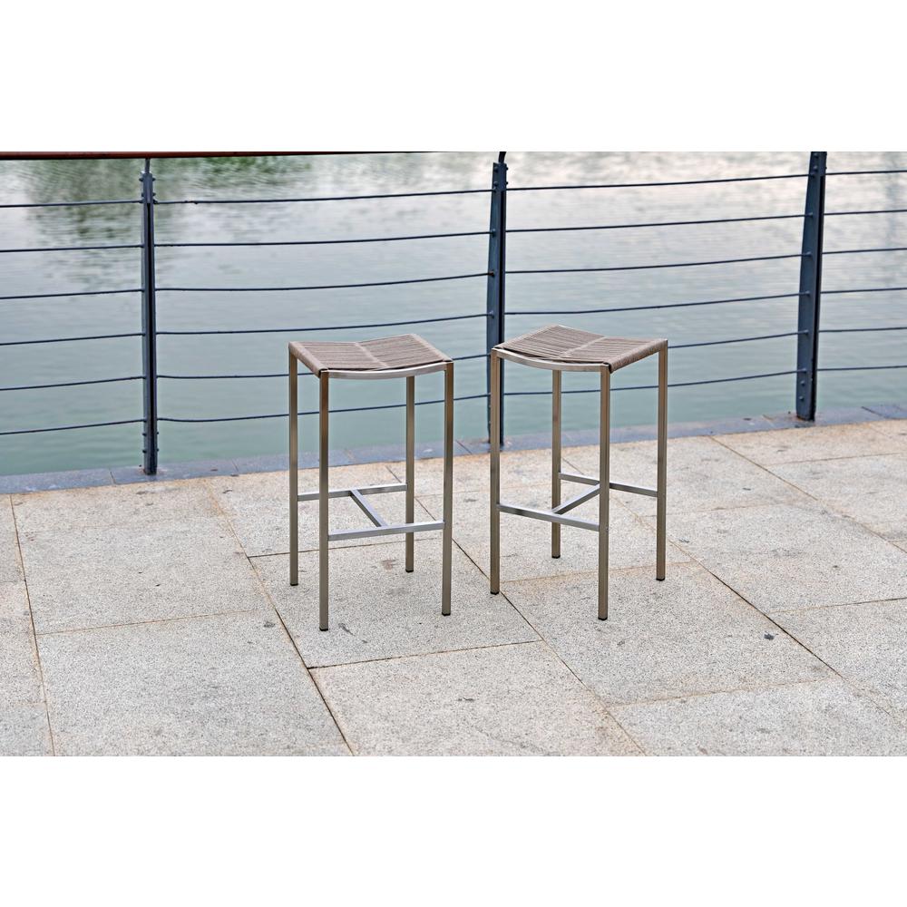 Set of 4 Stainless Steel Square Bar Stool - 372056. Picture 3