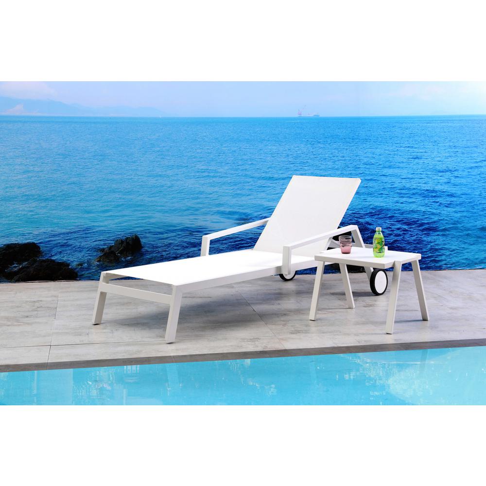 Set of 2 White Modern Aluminum Chaise Lounges - 372060. Picture 2