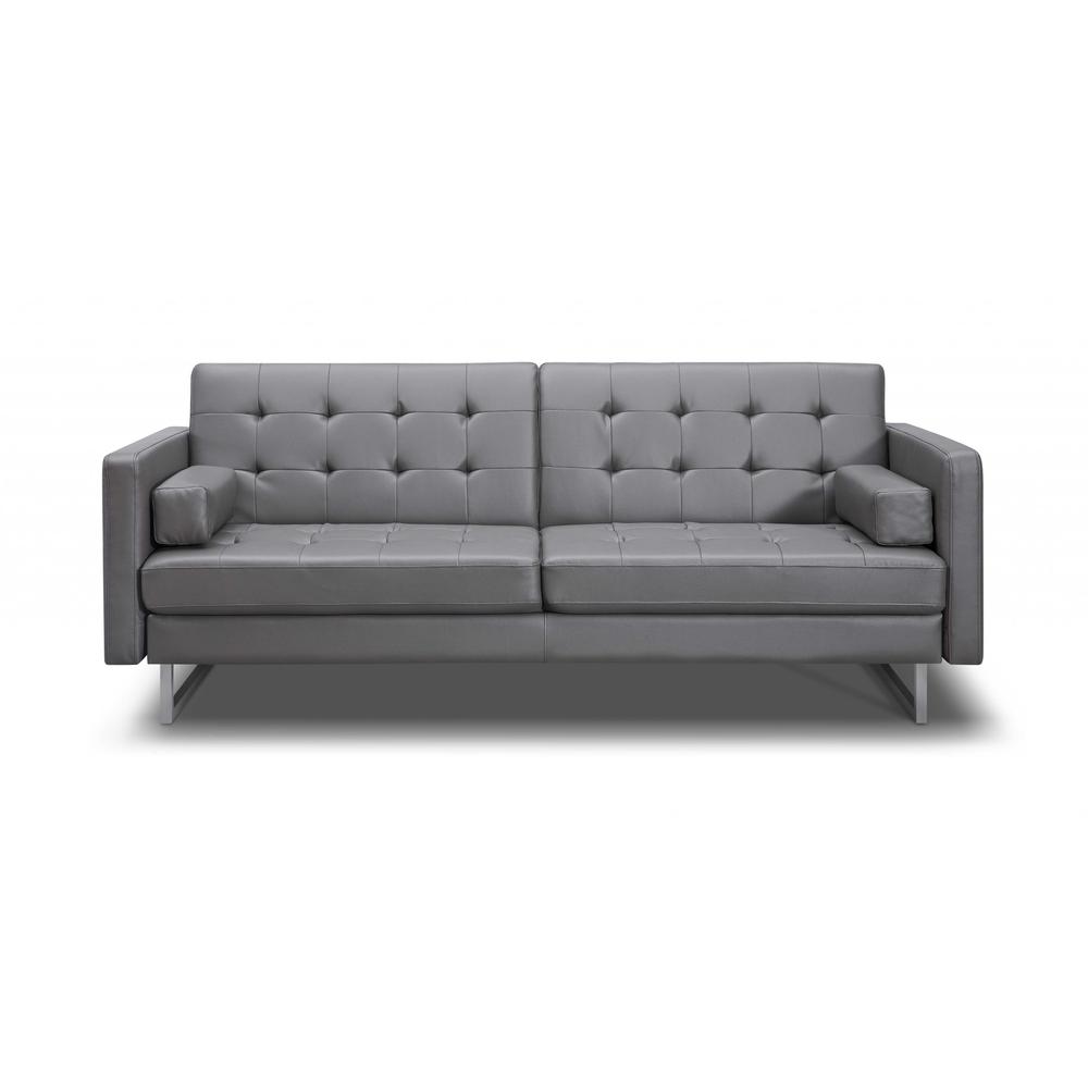 80" X 45" X 13" Gray Sofa Bed with Stainless Steel Legs - 372116. Picture 1