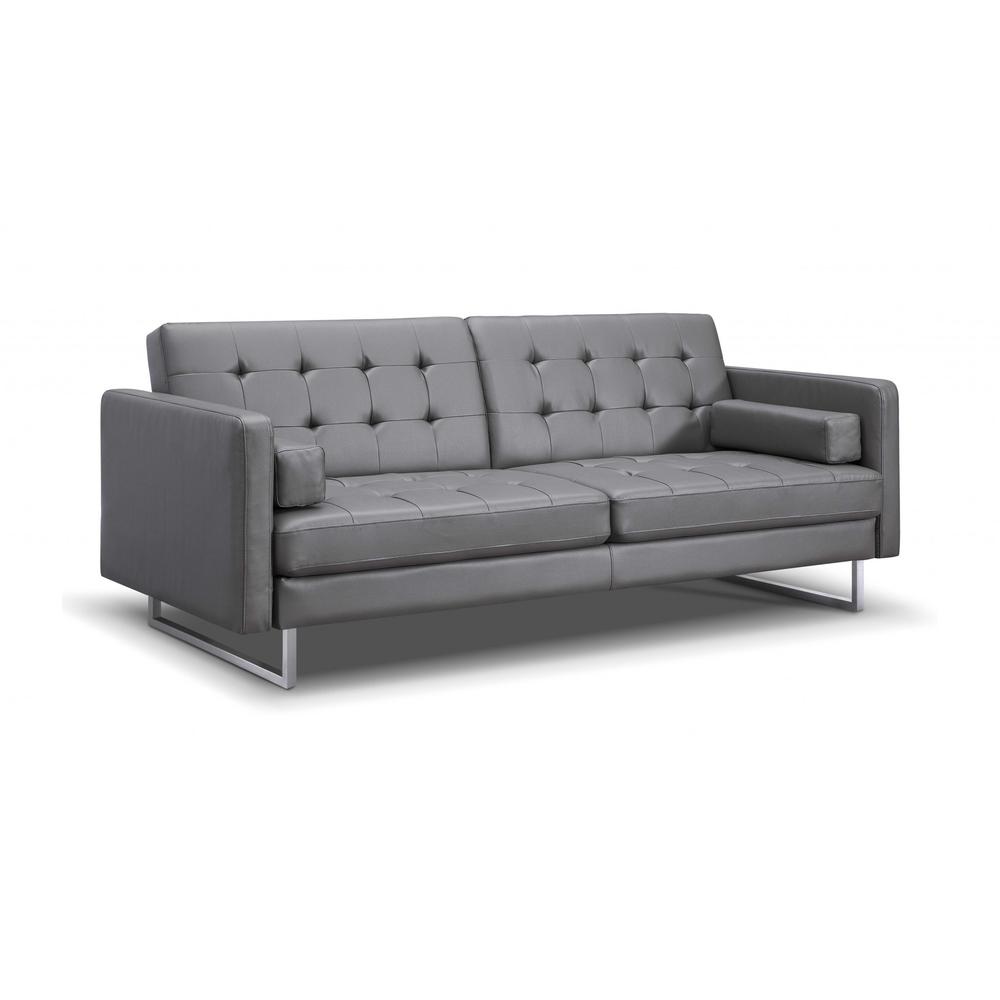 80" X 45" X 13" Gray Sofa Bed with Stainless Steel Legs - 372116. Picture 2