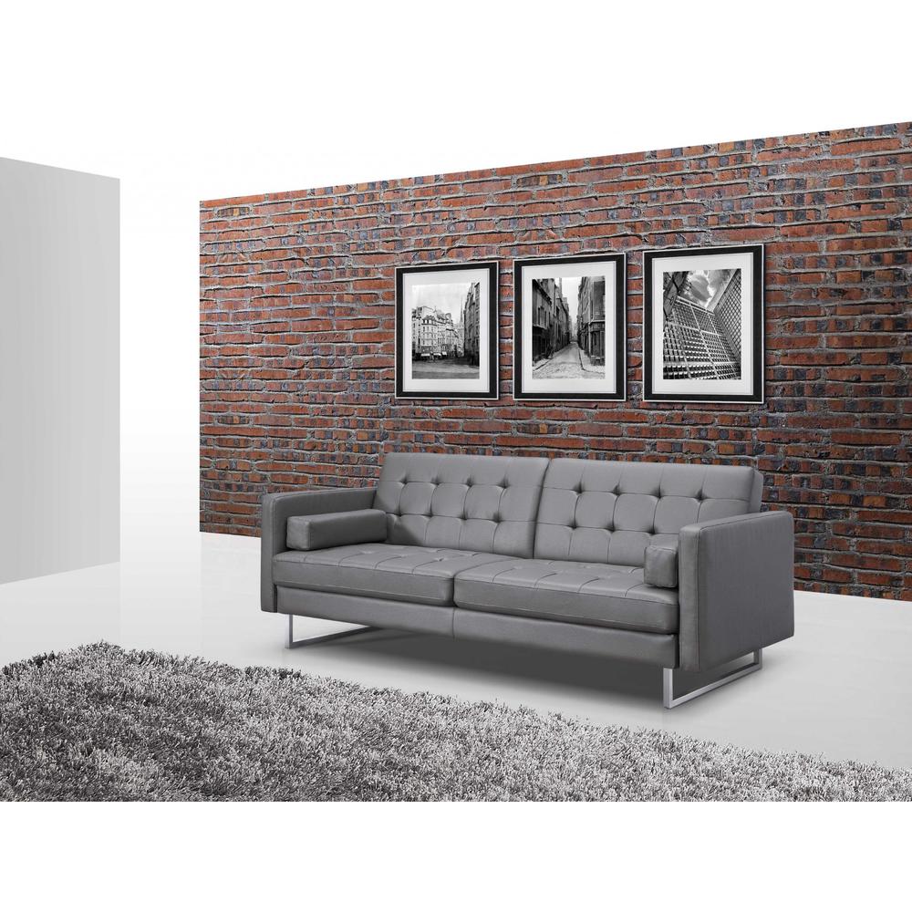 80" X 45" X 13" Gray Sofa Bed with Stainless Steel Legs - 372116. Picture 5