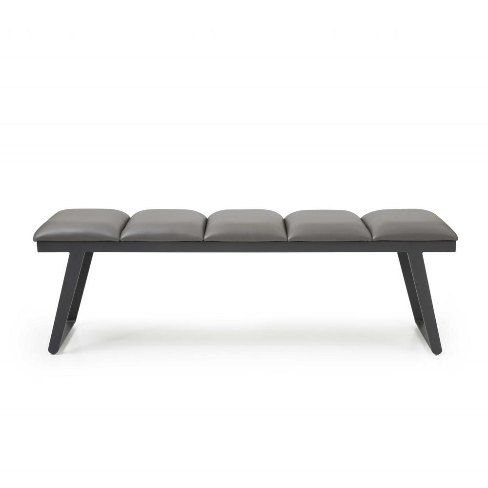 Dark Grey Faux Leather Bench - 372147. Picture 1