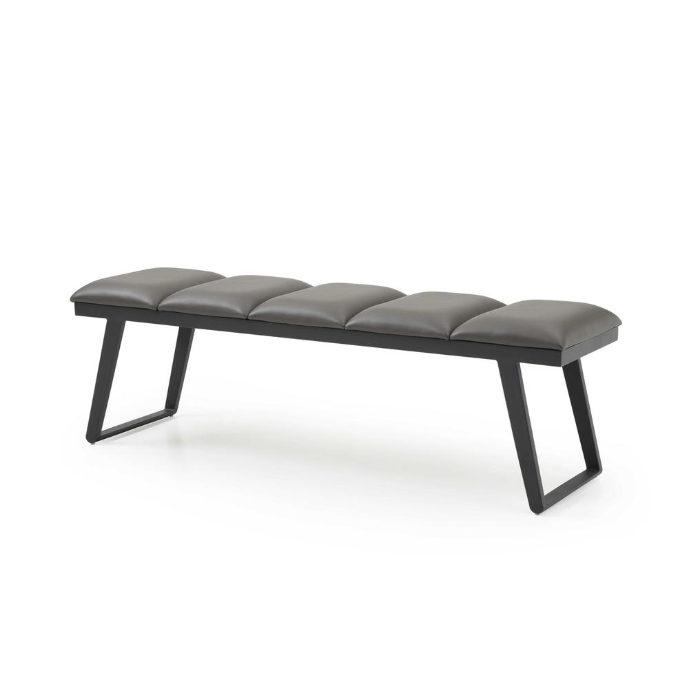 Dark Grey Faux Leather Bench - 372147. Picture 2