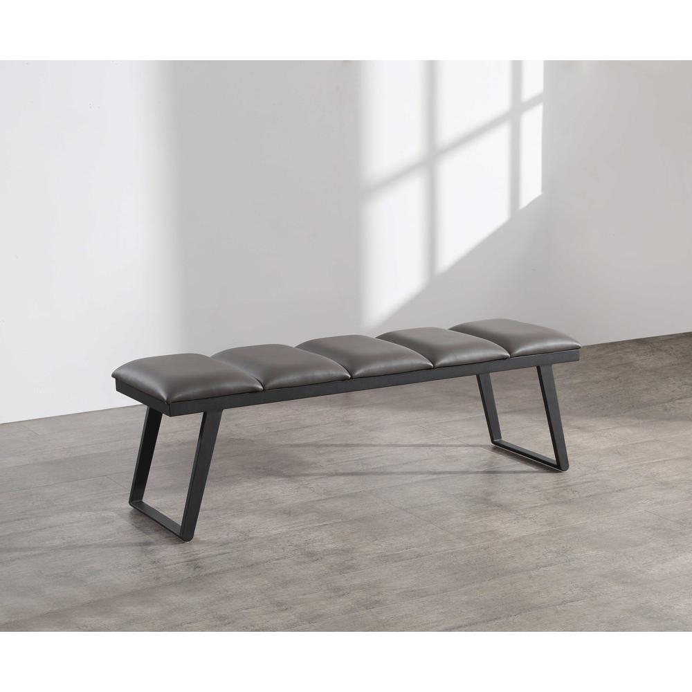 Dark Grey Faux Leather Bench - 372147. Picture 3