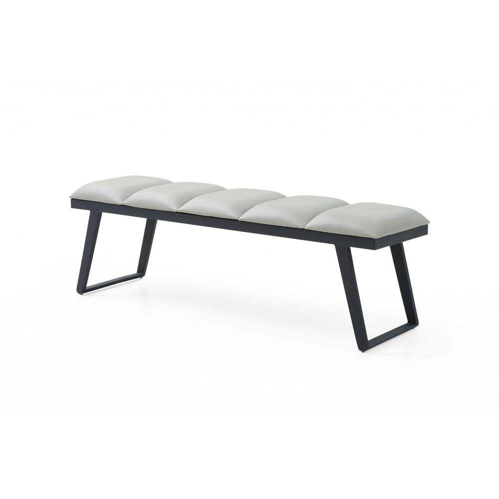 57" X 16" X 18" Light Grey Faux Leather Bench - 372148. Picture 2