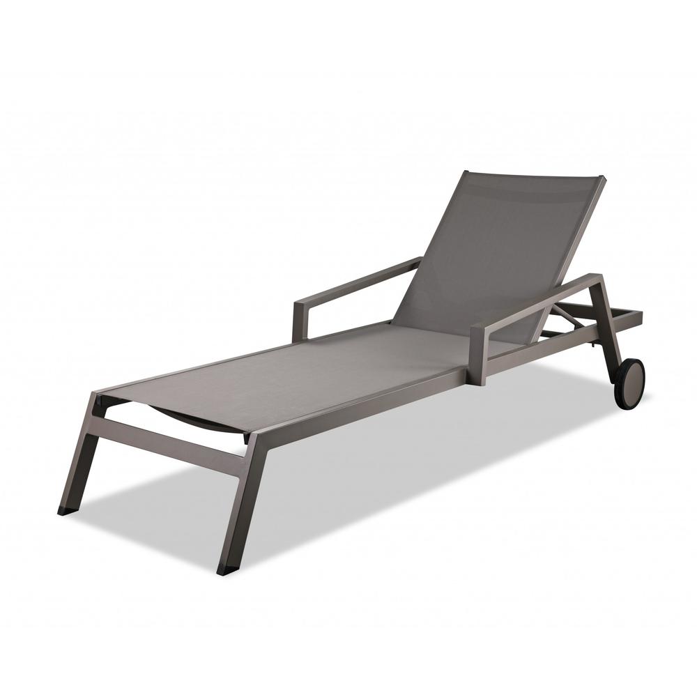 Set of 2 Taupe Modern Aluminum Chaise Lounges - 372156. Picture 1