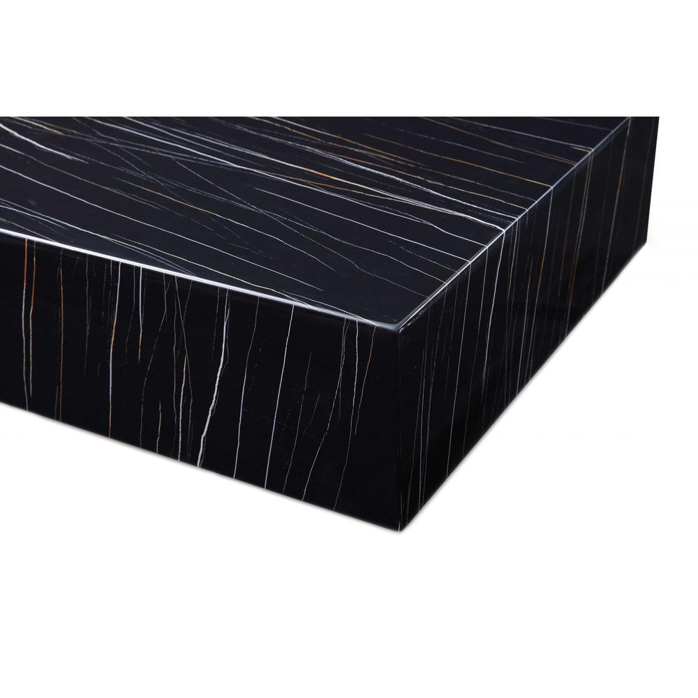 35" Black Genuine Marble And Brass Square Coffee Table. Picture 3