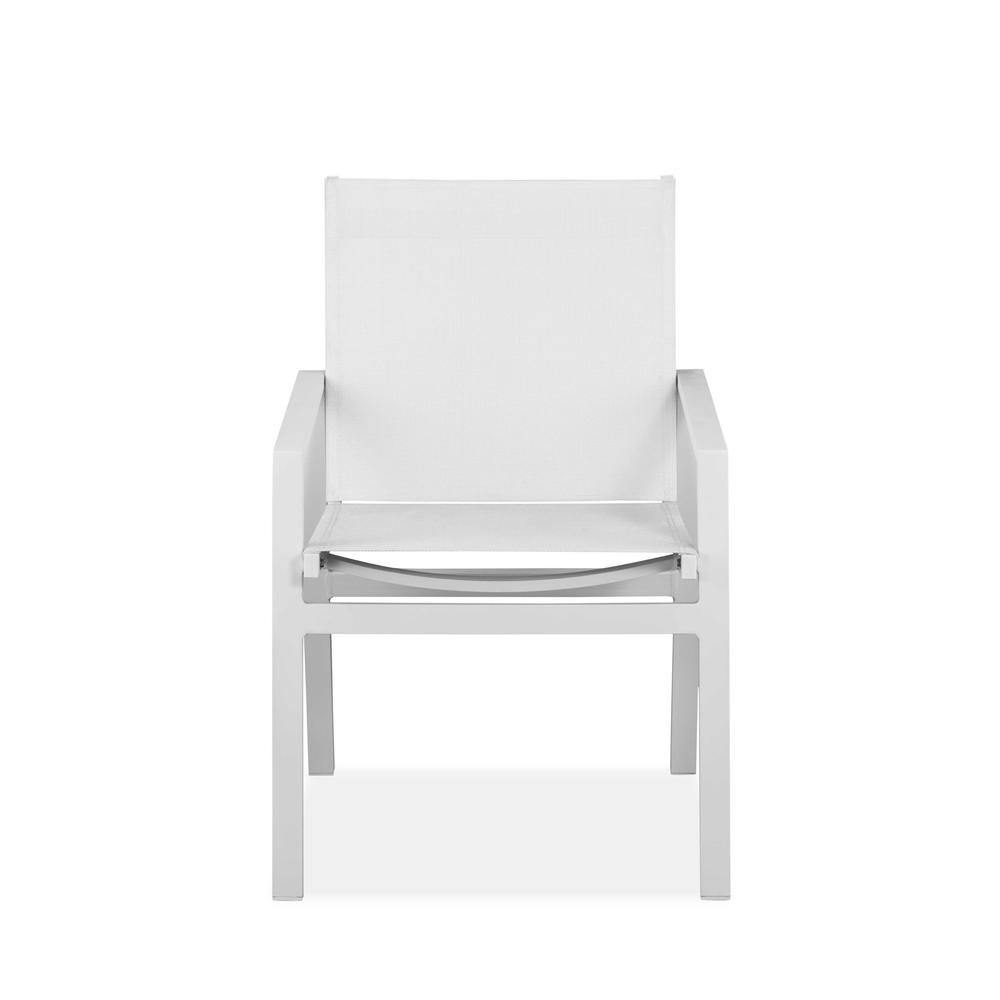 Set of 2 White Aluminum Dining Armed Chairs - 372189. Picture 1