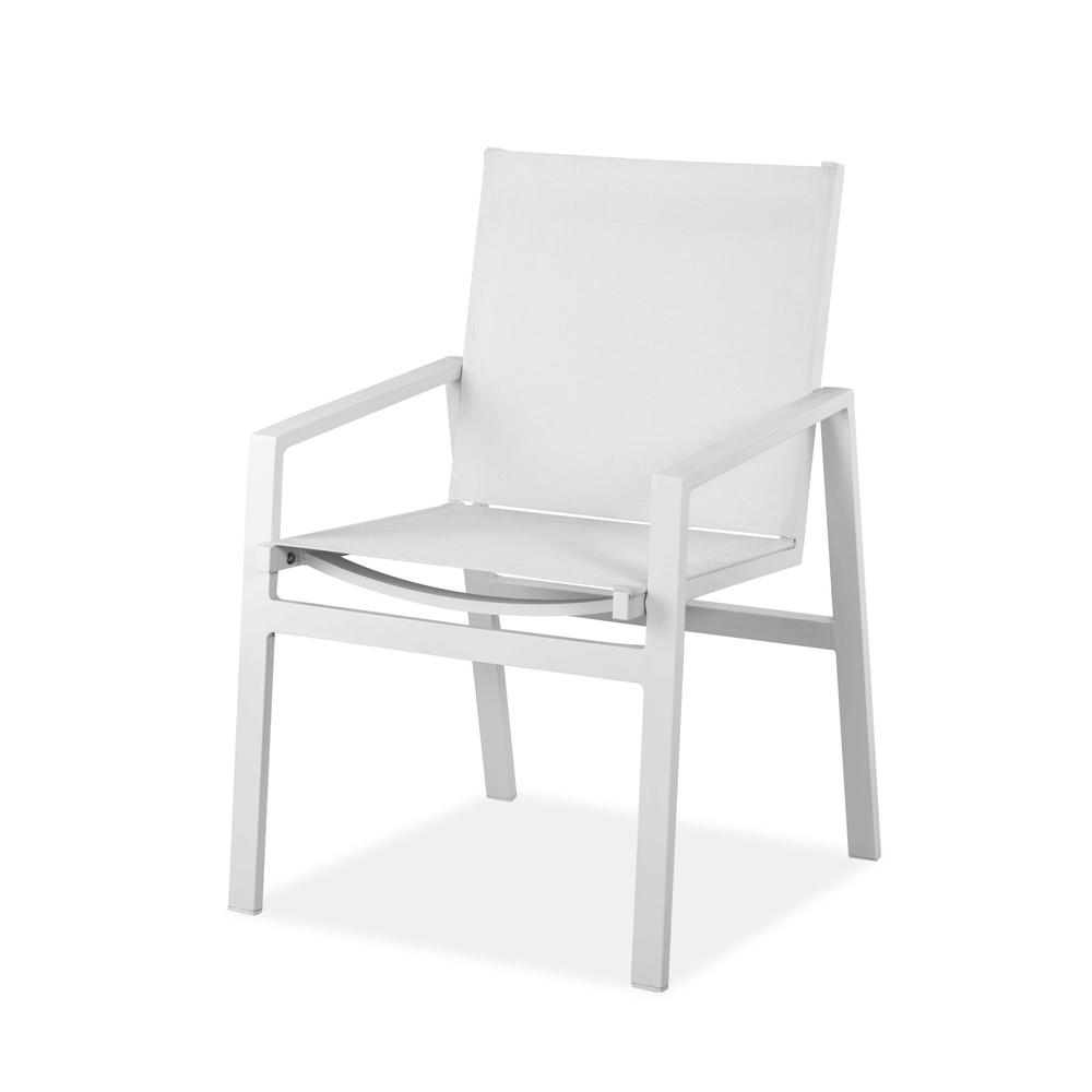 Set of 2 White Aluminum Dining Armed Chairs - 372189. Picture 2