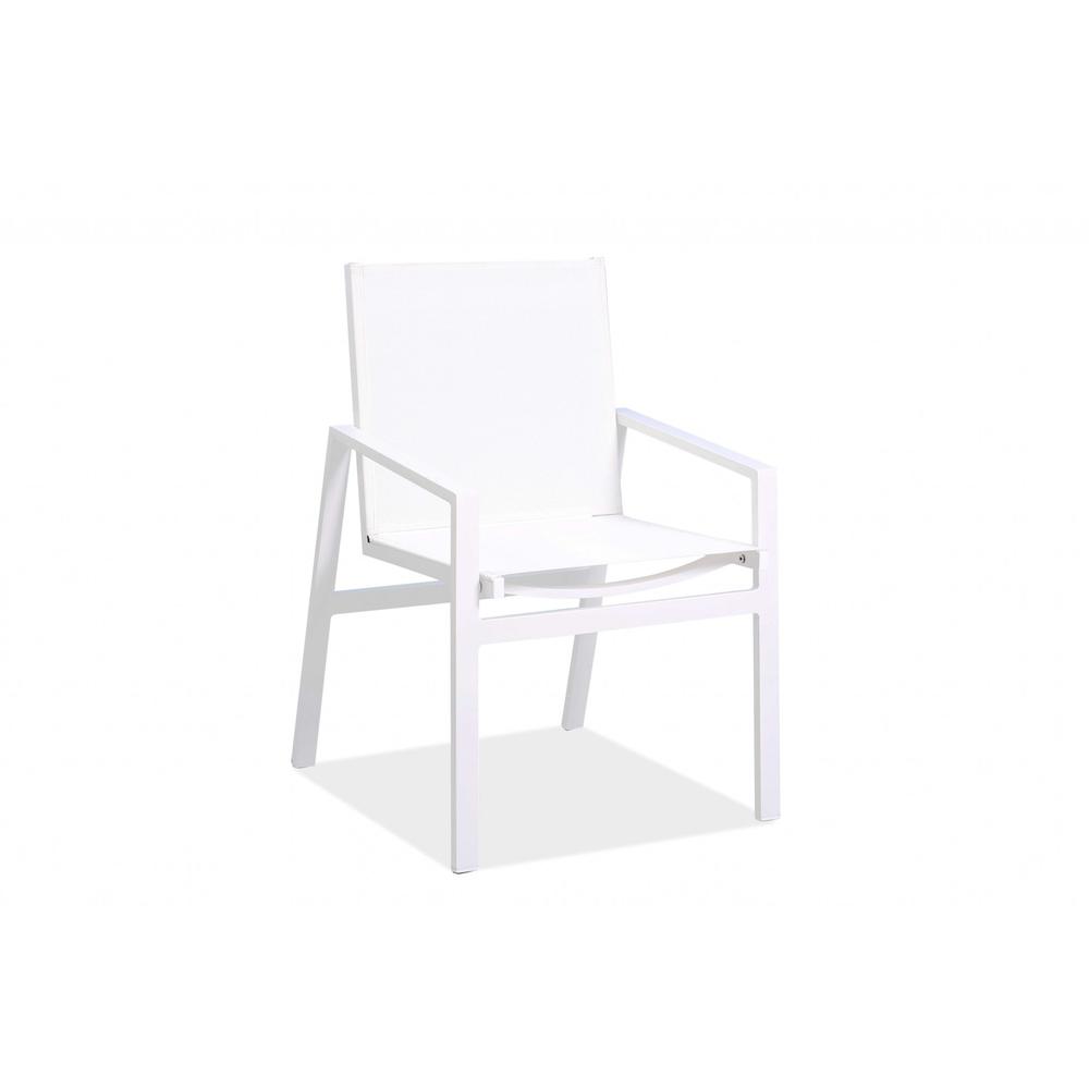 Set of 2 White Aluminum Dining Armed Chairs - 372189. Picture 3