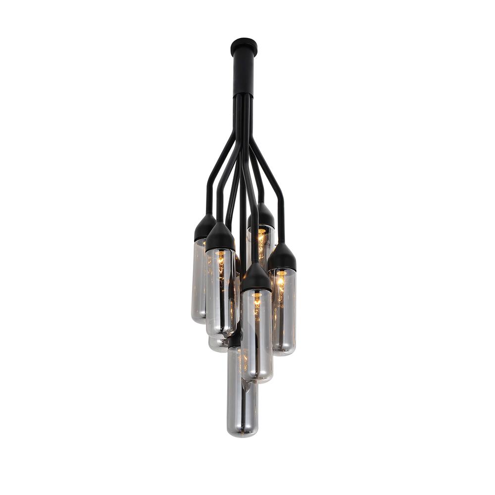 10.5" X 10.5" X 48" Black Carbon Steel Pendant Lamp - 372250. Picture 1
