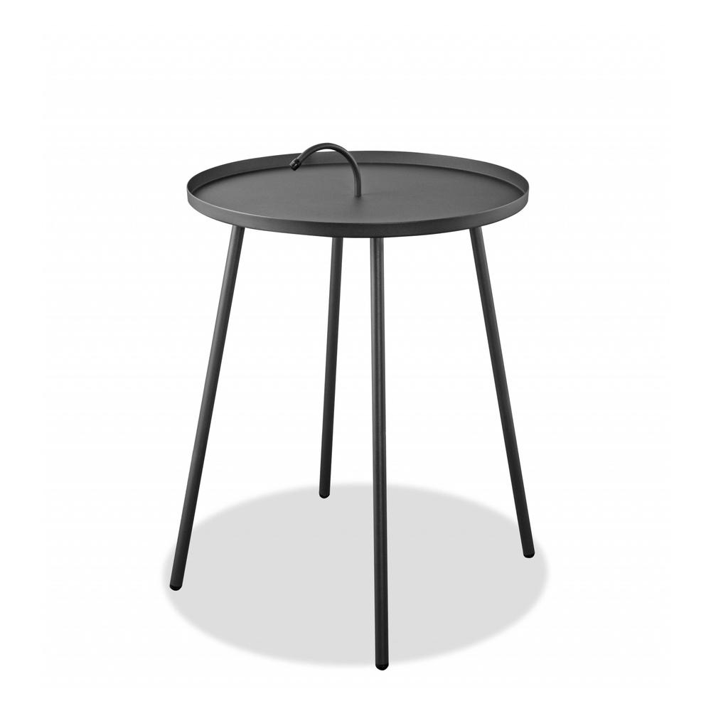 Gray Round Steel End or Side Table. Picture 1