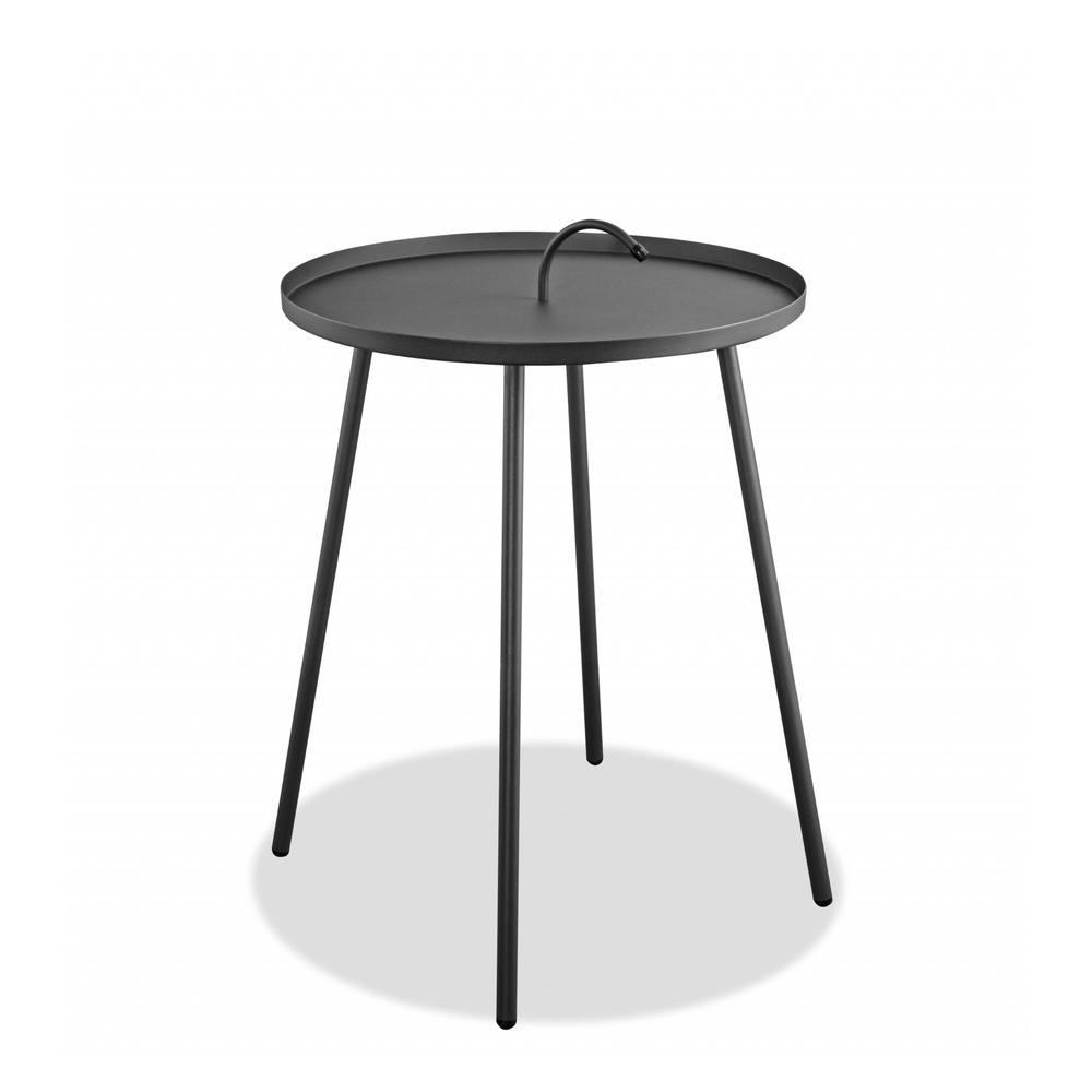 Gray Round Steel End or Side Table. Picture 2