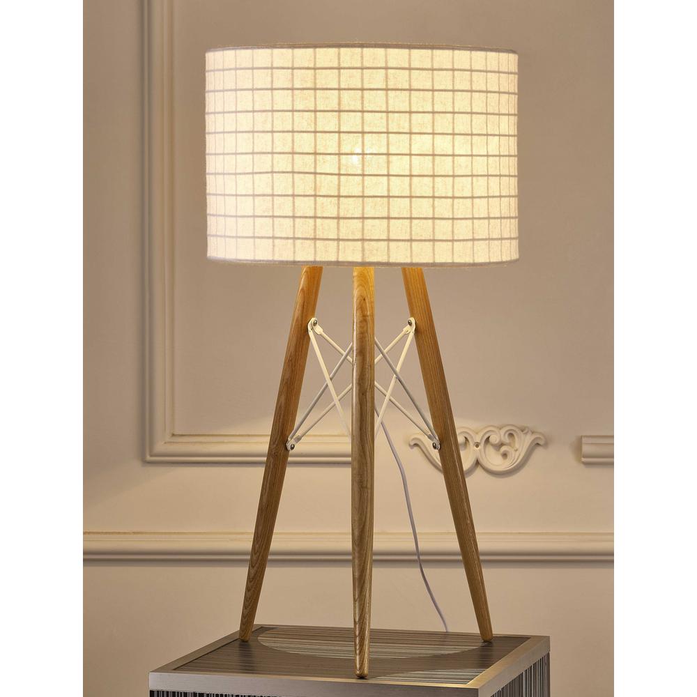 11" X 11" X 21" White Fabric Table Lamp - 372286. Picture 1