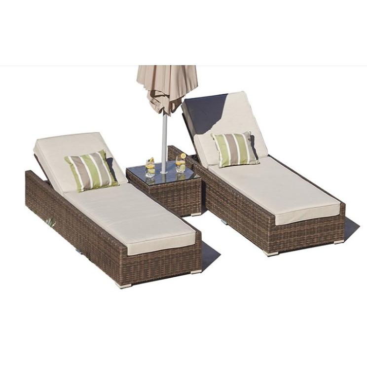 78" X 29" X 28" Brown 3Piece Outdoor Armless Chaise Lounge Set with  Cushions - 372316. Picture 1