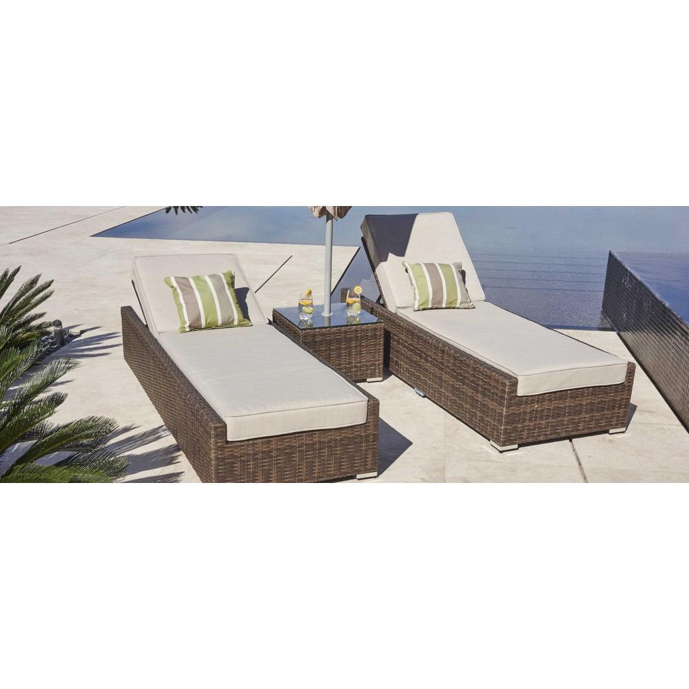 78" X 29" X 28" Brown 3Piece Outdoor Armless Chaise Lounge Set with  Cushions - 372316. Picture 2