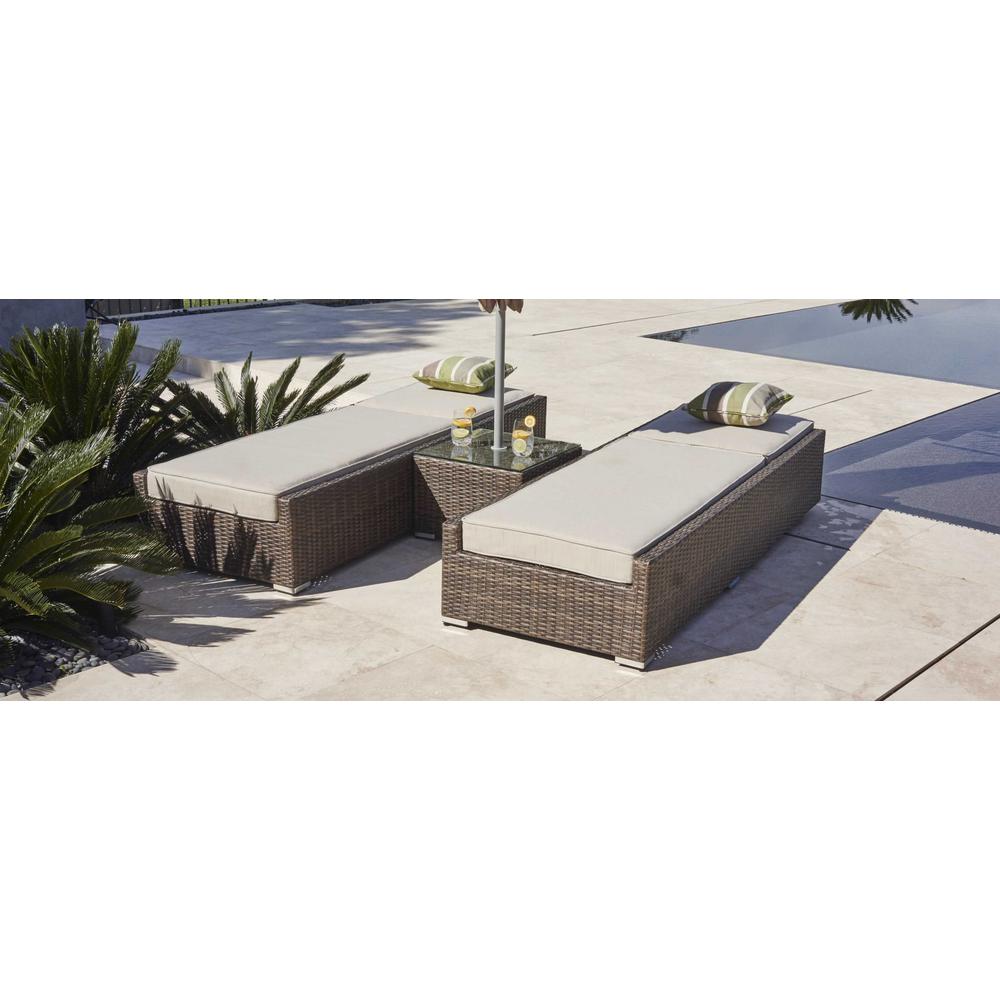 78" X 29" X 28" Brown 3Piece Outdoor Armless Chaise Lounge Set with  Cushions - 372316. Picture 3