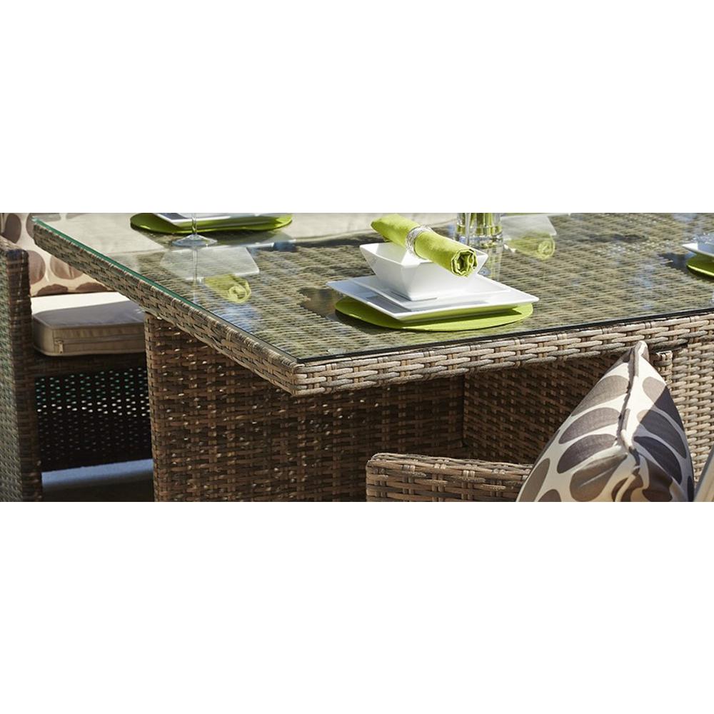 101" X 49" X 45" Brown 9Piece Square Outdoor Dining Set with Beige Cushions - 372319. Picture 3