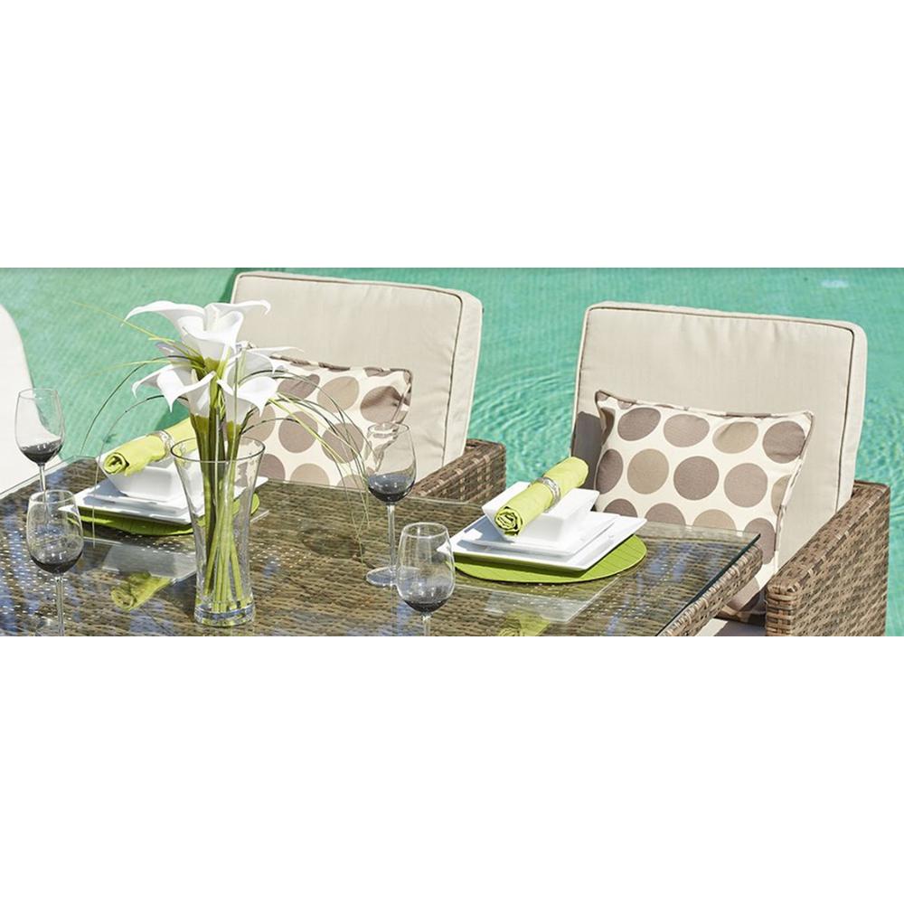 101" X 49" X 45" Brown 9Piece Square Outdoor Dining Set with Beige Cushions - 372319. Picture 4