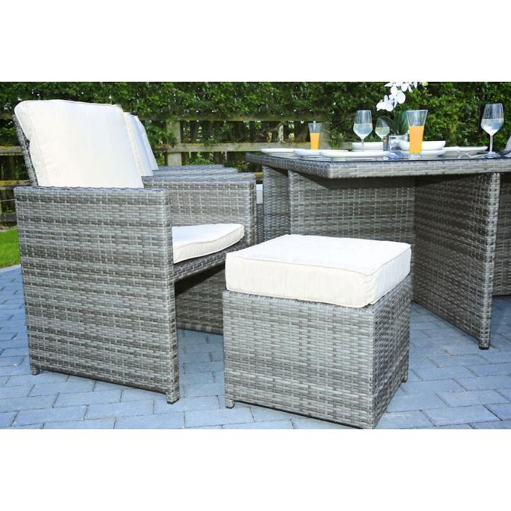 129" X 76" X 46" Gray 11Piece Outdoor Dining Set with Cushions - 372320. Picture 3