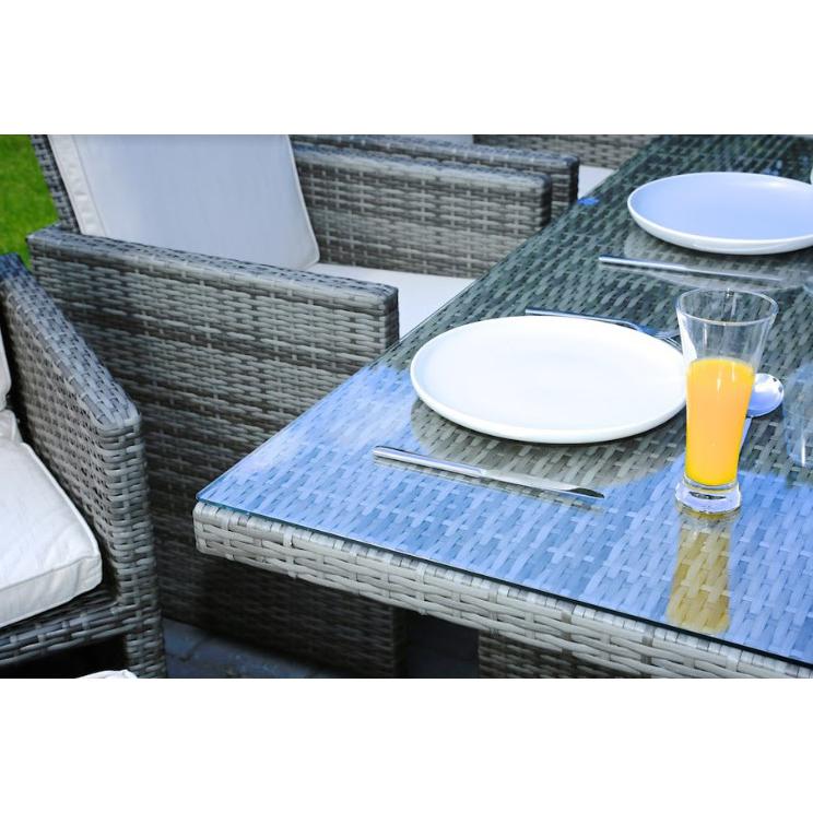129" X 76" X 46" Gray 11Piece Outdoor Dining Set with Cushions - 372320. Picture 6