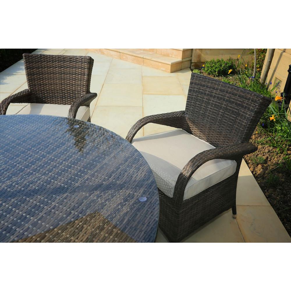 211" X 55" X 32" Brown 7Piece Outdoor Dining Set with Washed Cushion - 372324. Picture 4