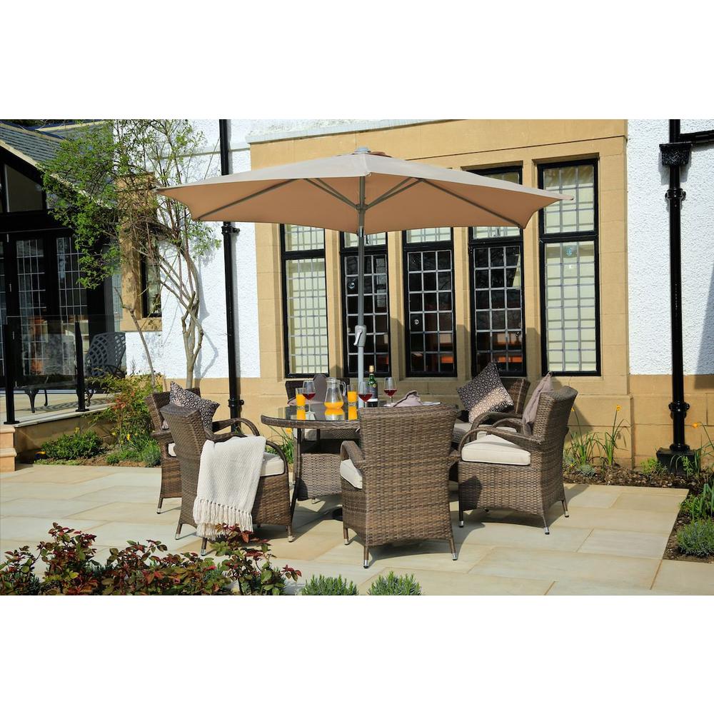 211" X 55" X 32" Brown 7Piece Outdoor Dining Set with Washed Cushion - 372324. Picture 5