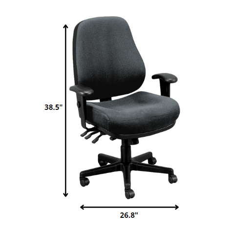 26.8" x 21" x 38.5" 580 Charcoal Tilt Tension Control Fabric Chair. Picture 2
