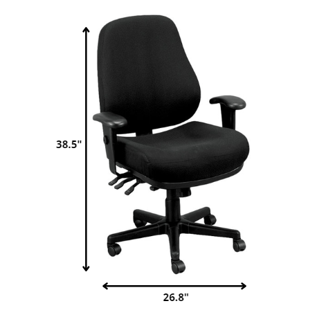26.8" x 21" x 38.5" Black Tilt Tension Control Fabric Chair. Picture 2