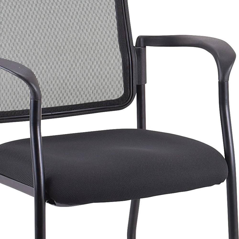 Black Mesh Fabric Rolling Guest Arm Chair. Picture 5
