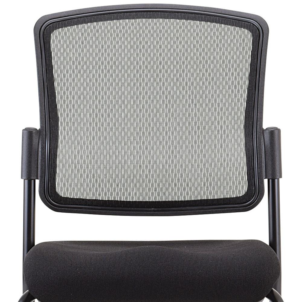 Black Mesh Fabric Rolling Guest Chair. Picture 4