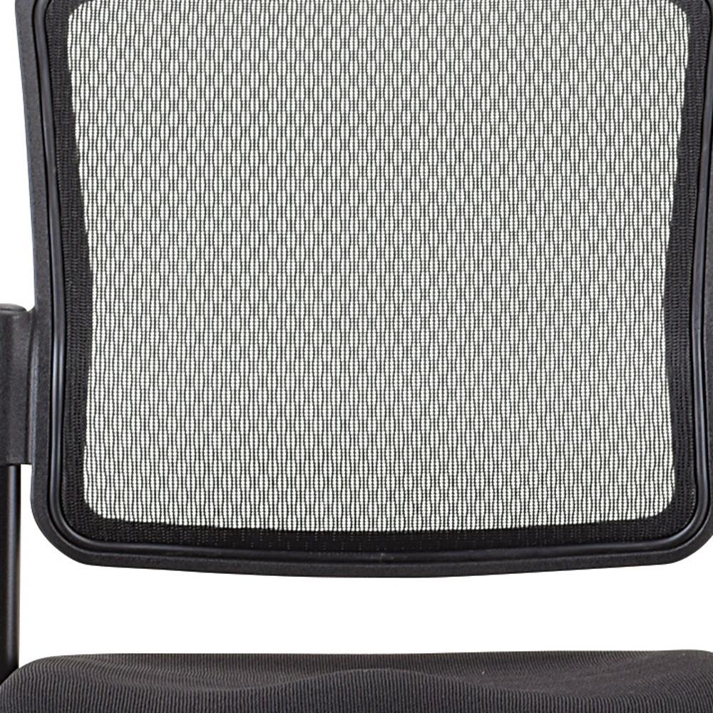Black Mesh Fabric Rolling Guest Chair. Picture 5