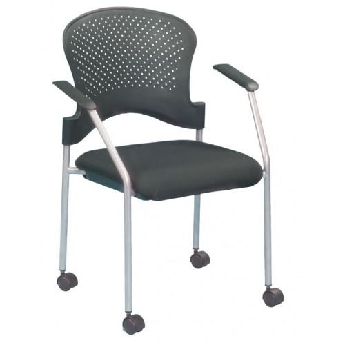 Set of Two Black with Gray Aero Professional Rolling Guest Chairs. Picture 1