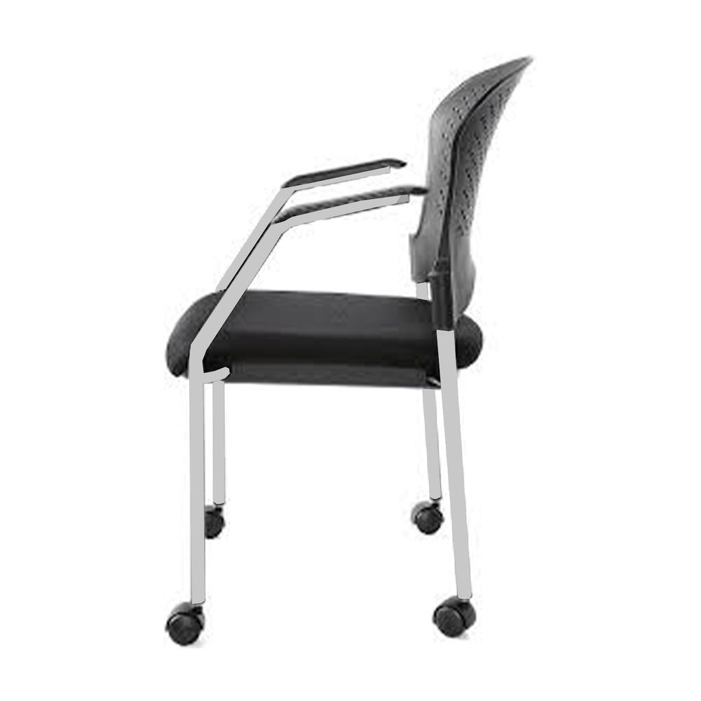 Set of Two Black with Gray Aero Professional Rolling Guest Chairs. Picture 2
