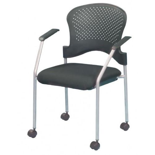 Set of Two Black with Gray Aero Professional Rolling Guest Chairs. Picture 4