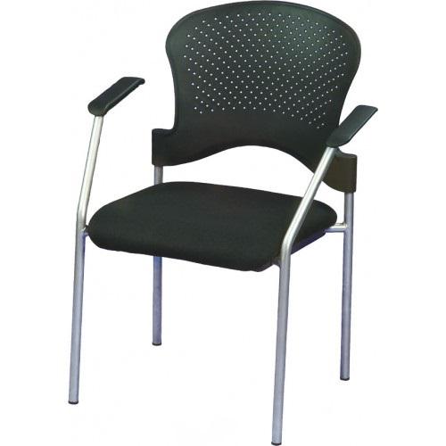 Black and Gray Professional Rolling Guest Chair. Picture 1