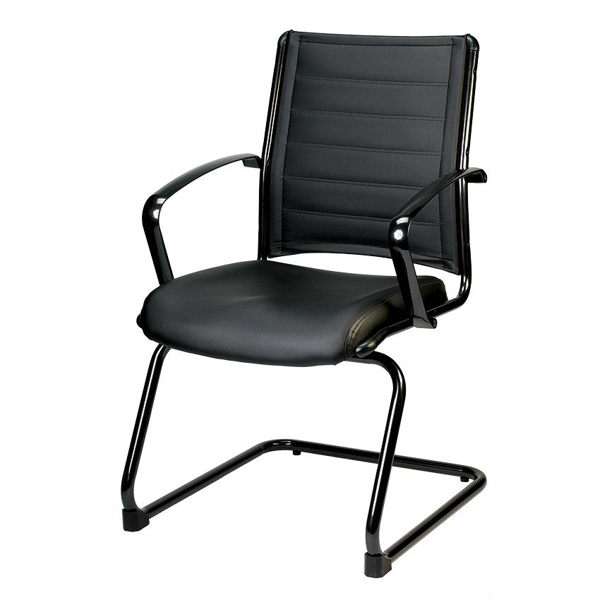 22" x 25.5" x 35.4", Black Leather Guest Chair. Picture 1