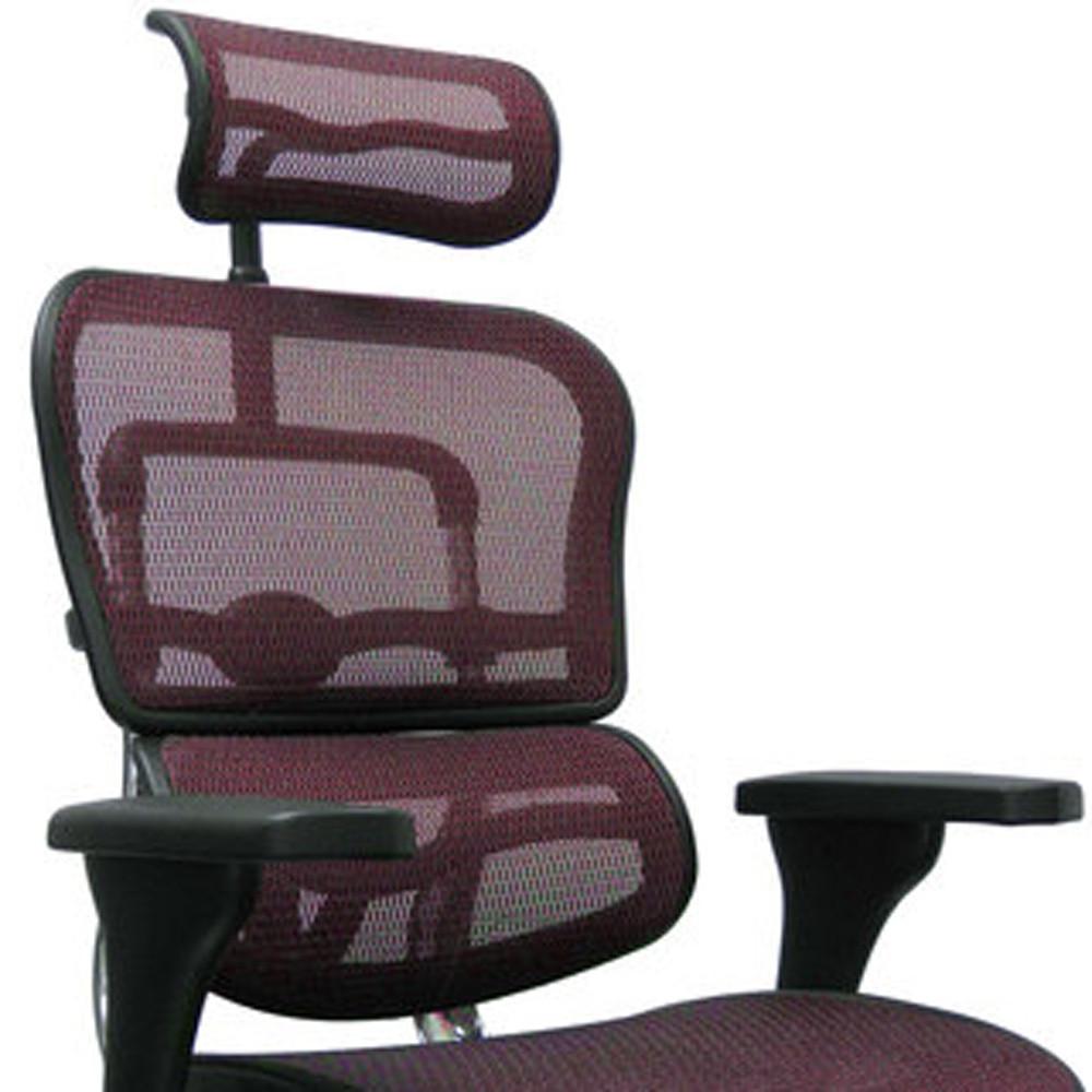 26.5" x 29" x 46"  Plum Red Mesh Chair. Picture 4