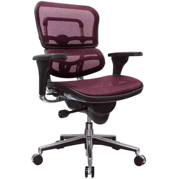 26.5" x 29" x 39.5"  Plum Red Mesh Chair. Picture 1